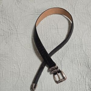 Brighton Black Textured Leather Belt with Silver Buckle Style 47103 Size Small